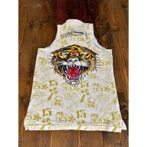 Ed Hardy Tiger Shirt White Christian Audigier Y2K Vintage Embroidered